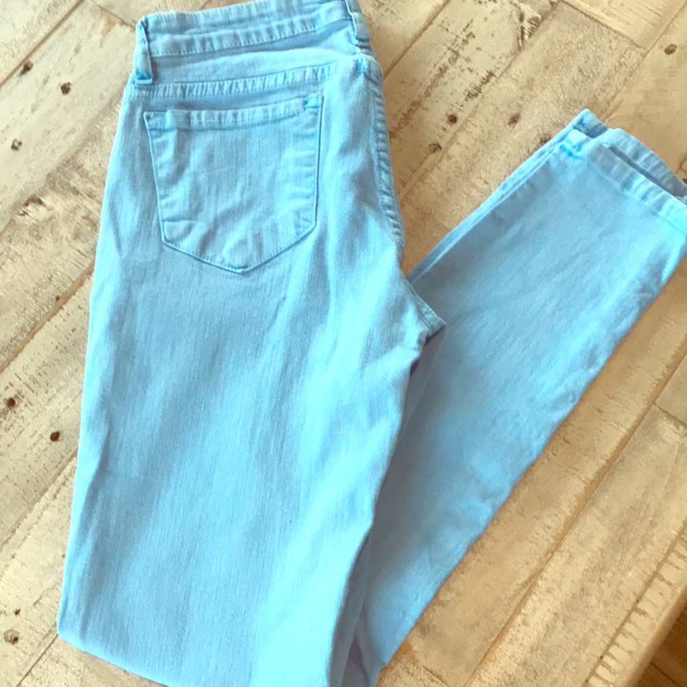 Powder blue skinny jeans